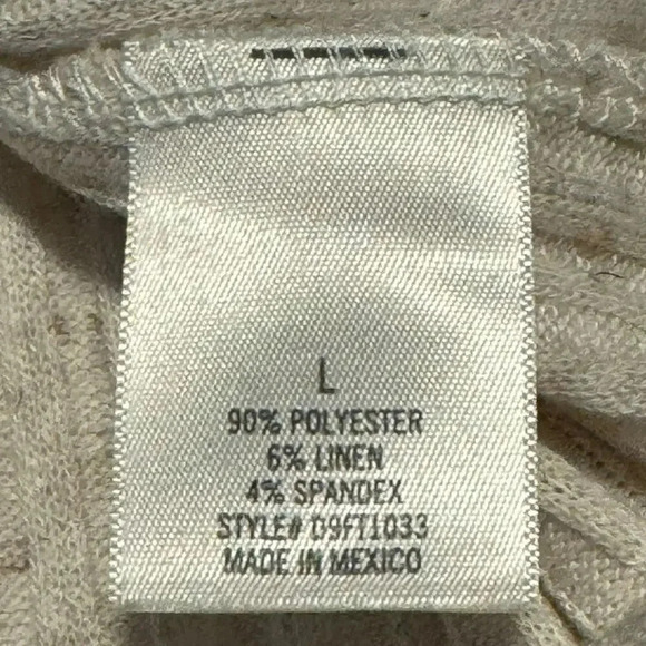 Alya Women’s Large Cream Tie Front Button Front Lace V-Neck Ribbed Knit Top - Picture 7 of 7